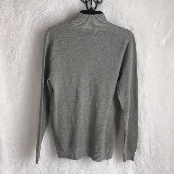 CLUB ROOM Grey Textured Quarter Zip Pullover Sweat - Picture 10 of 11